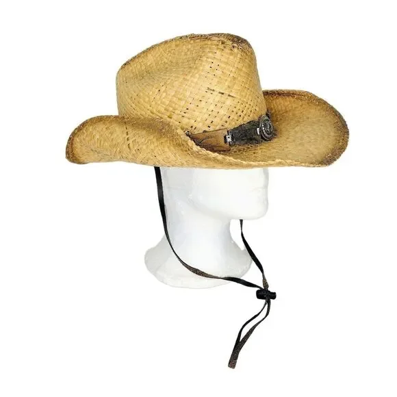 Monte Carlo Straw Raffia Bullhide Hat Co Western Rockabilly Boho Cowboy Size XL - Picture 6 of 11